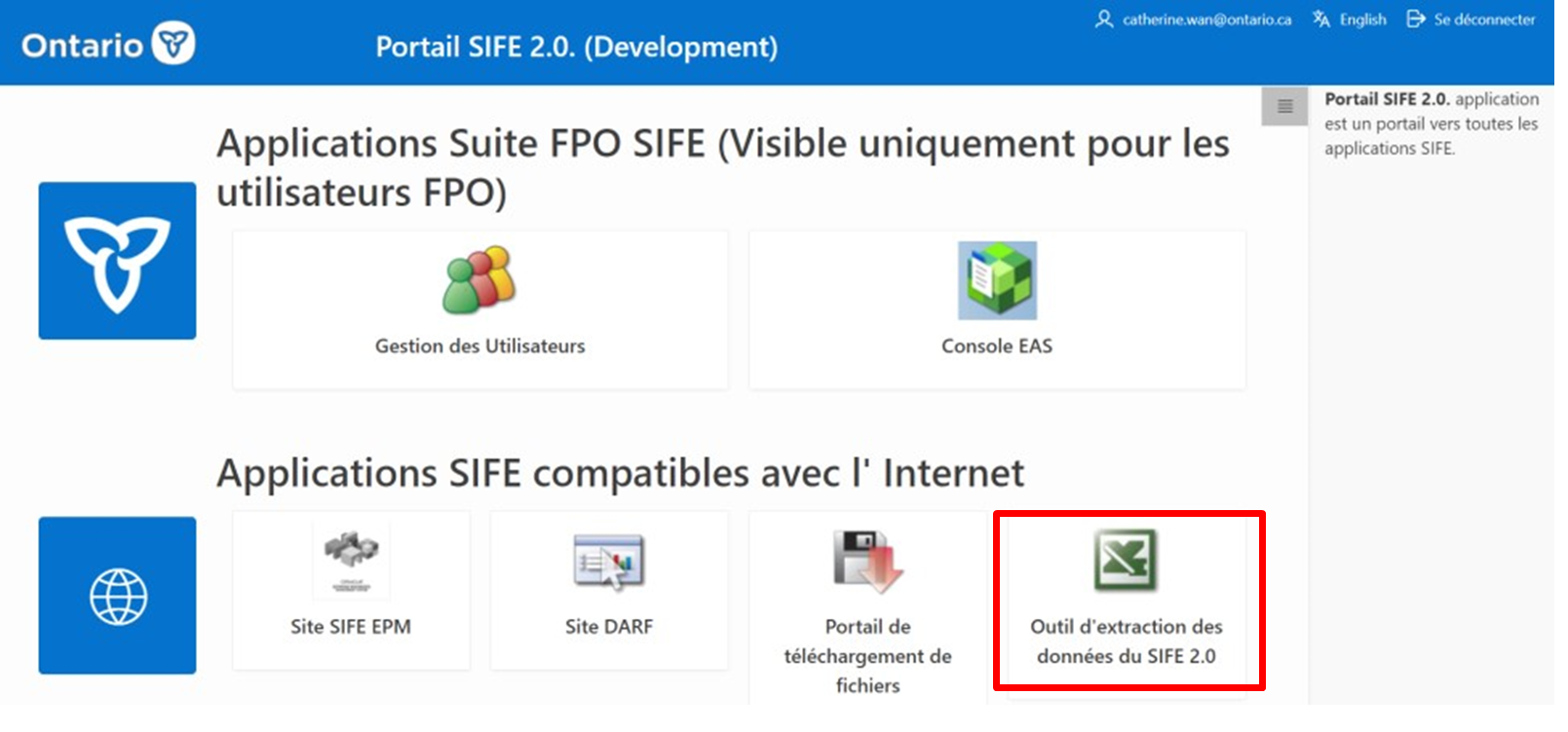 Portail de développement SIFE 2.0